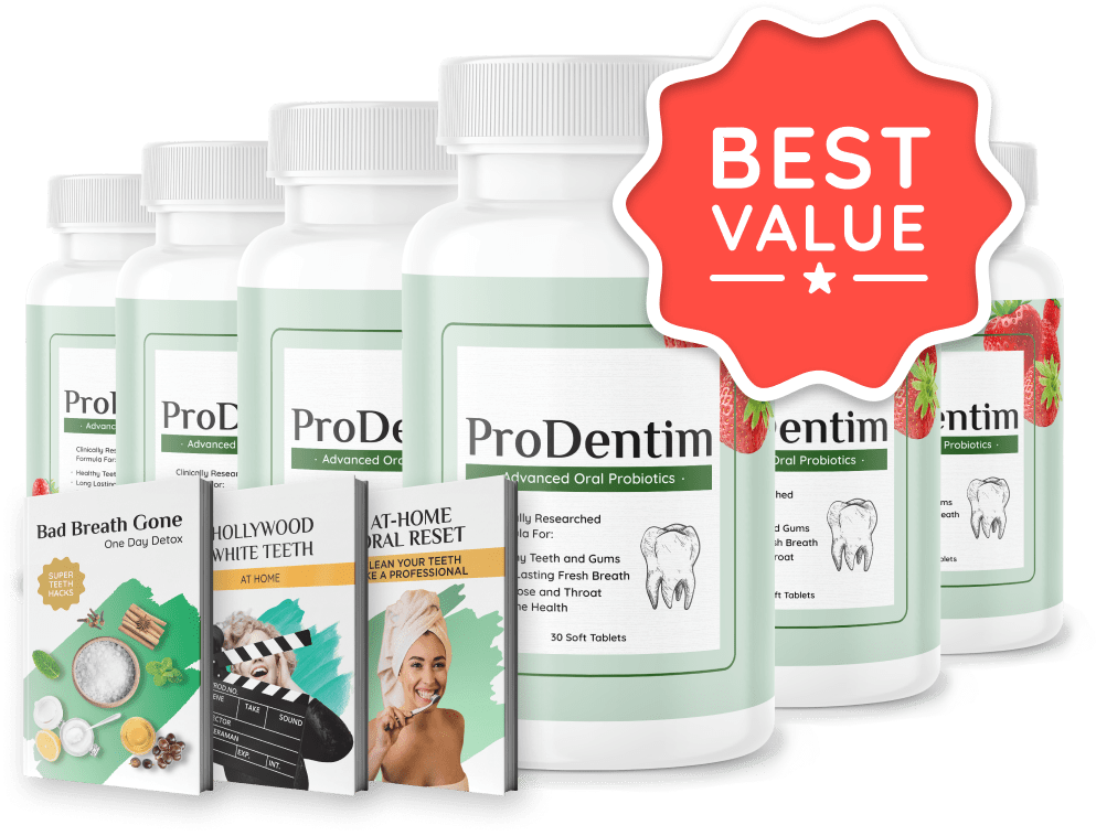 ProDentim 6-bottle package with 3 free bonus guides, best value